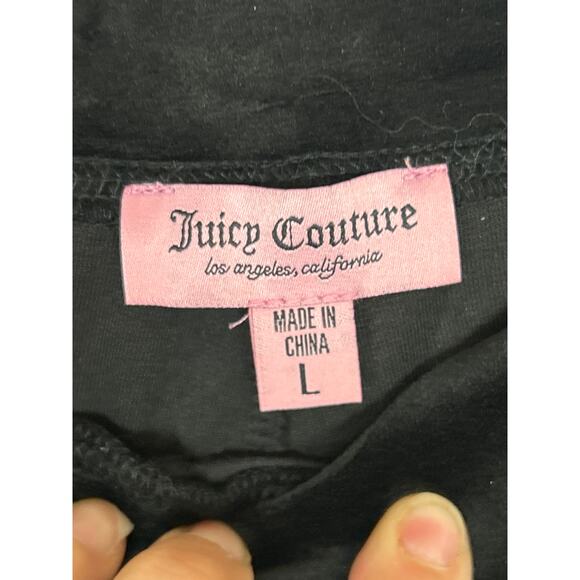 Juicy Couture Women's L Black Velour Hoodie Zip Jacket & Pants Jumpsuit Set NWT - Picture 9 of 10
